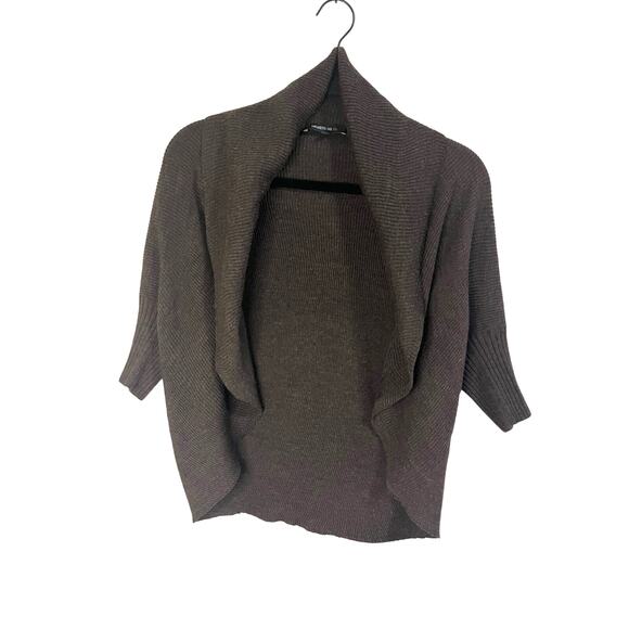 Lafayette 148 Women's Brown Wool Shrug Cardigan Sweater 3/4 Batwing Sleeves sz M - Picture 1 of 5